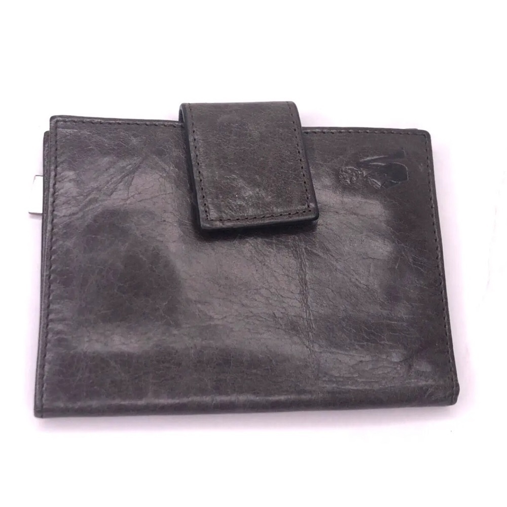 Helen Welsh Wallet Bifold Gray Leather Snap Closure 4"X5" Credit Card ID Slots